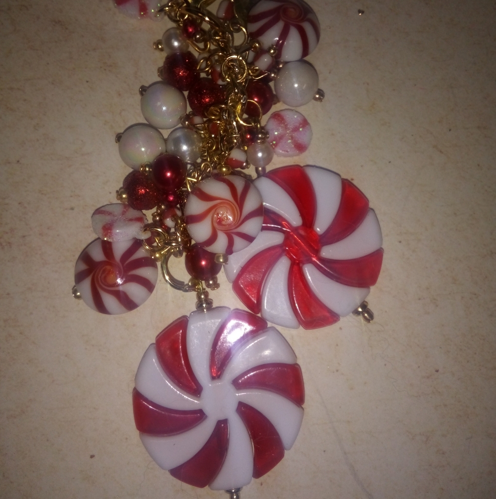 Handmade Peppermint Swirl Handbag Charm Keychain